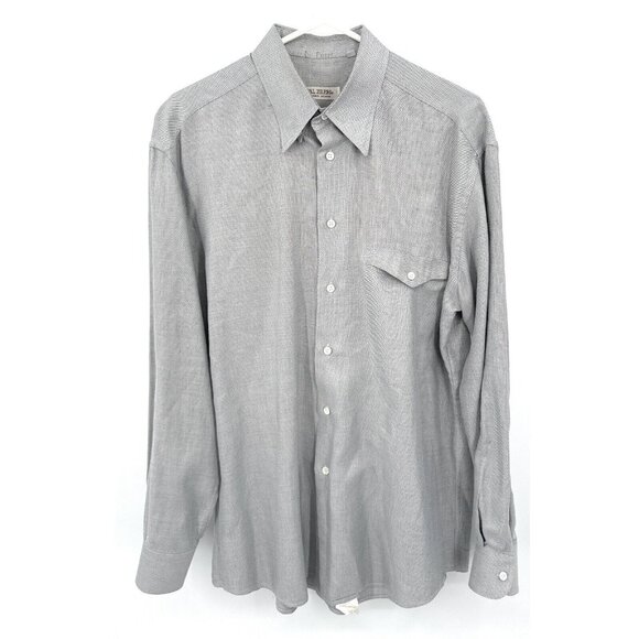 Pal Zileri Other - PAL ZILERI‎ Sz 16  41 Point Collar Check Shirt Gray Handmade in Italy